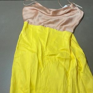 NWT Zara size Medium Cowl Neck Yellow & Beige Dress